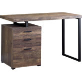 48" Computer Desk in Brown Wood Grain & Black Metal